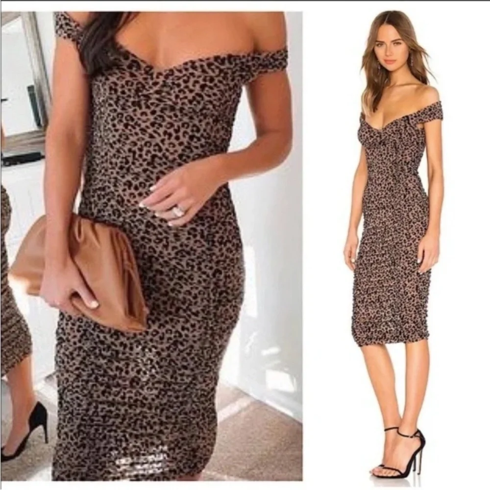 MAJORELLE Tabitha Midi Dress in Tan Leopard S - Picture 9 of 17